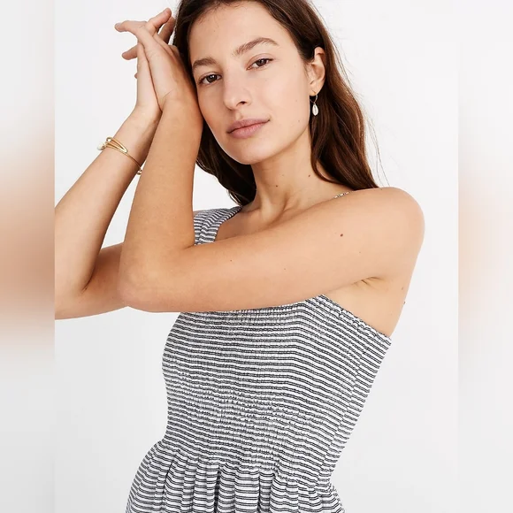 MADEWELL | Texture & Thread Smocked Dress in Stripe - Picture 4 of 16